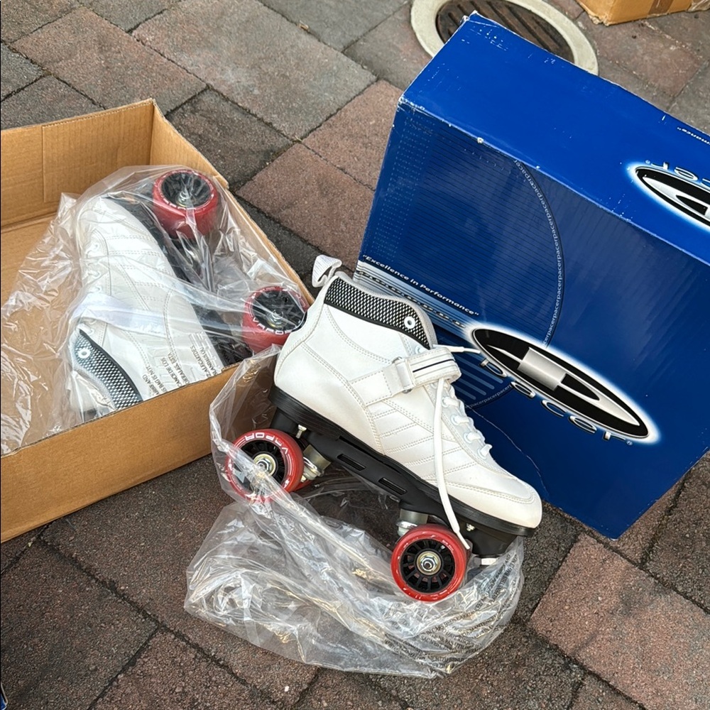 Pacer Women's White Roller Skates with Red Wheels
